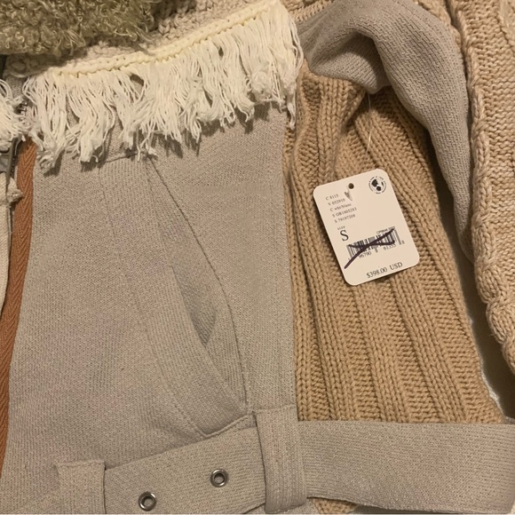 Free People Cozy Knit Mix Moto Jacket Winter White Sz S NWT - Picture 10 of 14